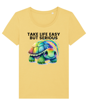 Broasca testoasa pictata in acuarela cu mesajul Take Life Easy but Serious Jojoba