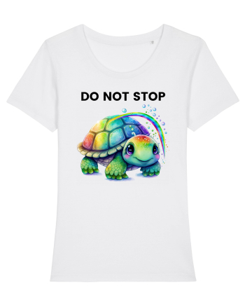Broasca testoasa pictata in acuarela cu mesajul Do Not Stop White