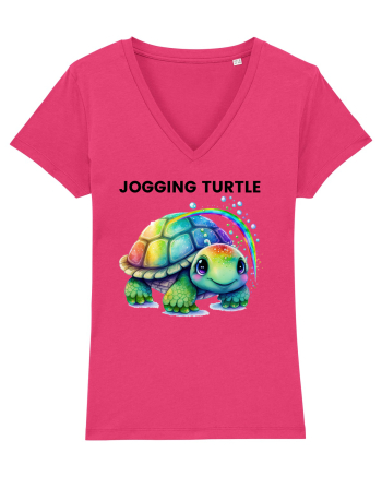 Broasca testoasa pictata in acuarela cu mesajul Jogging Turtle Raspberry