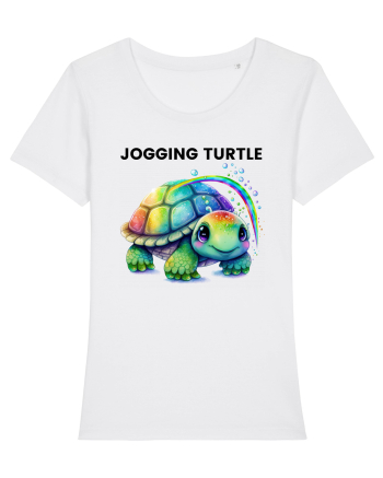 Broasca testoasa pictata in acuarela cu mesajul Jogging Turtle White