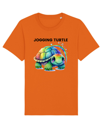 Broasca testoasa pictata in acuarela cu mesajul Jogging Turtle Bright Orange
