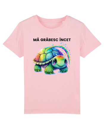 Broasca testoasa pictata in acuarela cu mesajul Ma grabesc Incet Cotton Pink