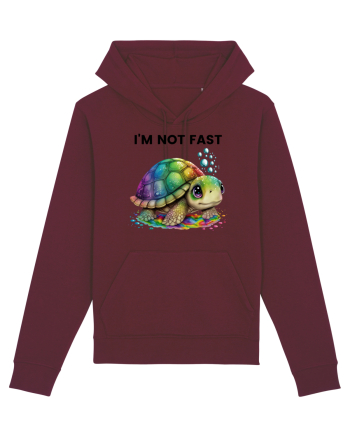 Broasca testoasa pictata in acuarela cu mesajul I'm not fast Burgundy