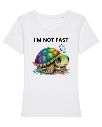 Broasca testoasa pictata in acuarela cu mesajul I'm not fast White