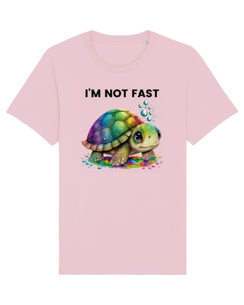 Broasca testoasa pictata in acuarela cu mesajul I'm not fast Cotton Pink