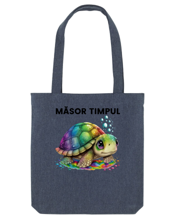 Broasca testoasa pictata in acuarela cu mesajul  Masor Timpul Midnight Blue