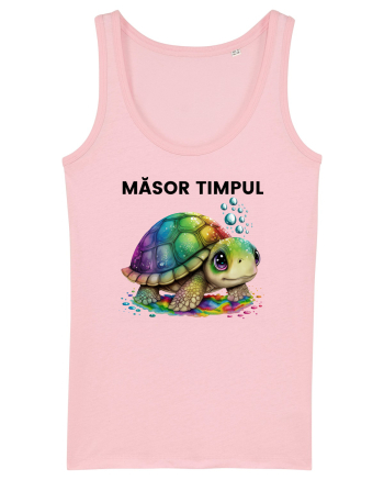Broasca testoasa pictata in acuarela cu mesajul  Masor Timpul Cotton Pink