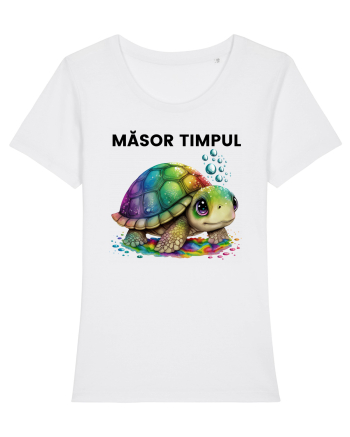 Broasca testoasa pictata in acuarela cu mesajul  Masor Timpul White