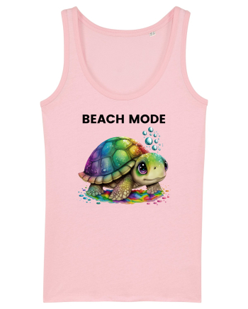 Broasca testoasa pictata in acuarela cu mesajul  Beach Mode Cotton Pink