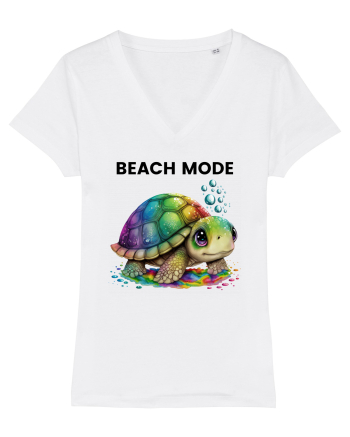 Broasca testoasa pictata in acuarela cu mesajul  Beach Mode White