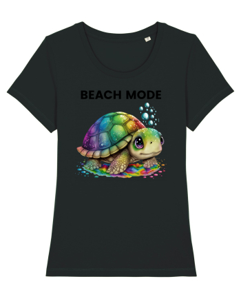 Broasca testoasa pictata in acuarela cu mesajul  Beach Mode Black