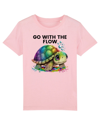 Broasca testoasa pictata in acuarela cu mesajul  Go with the Flow Cotton Pink