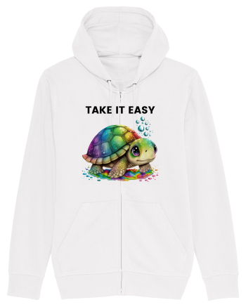 Broasca testoasa pictata in acuarela cu mesajul  Take it Easy White