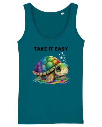 Broasca testoasa pictata in acuarela cu mesajul  Take it Easy Ocean Depth
