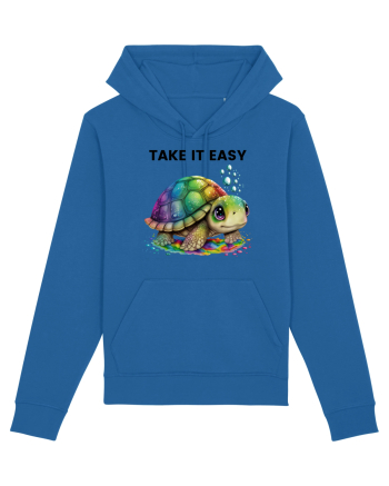 Broasca testoasa pictata in acuarela cu mesajul  Take it Easy Royal Blue