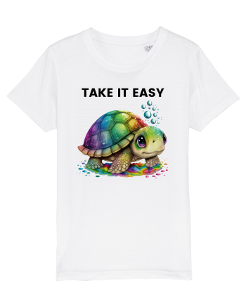 Broasca testoasa pictata in acuarela cu mesajul  Take it Easy White