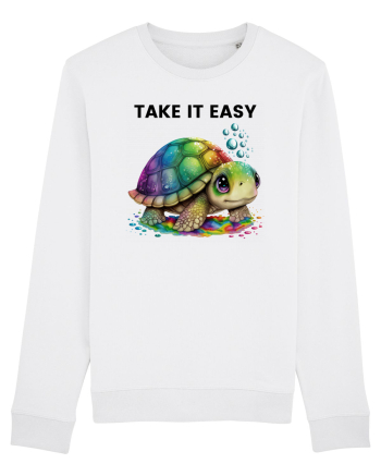 Broasca testoasa pictata in acuarela cu mesajul  Take it Easy White