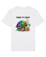 Broasca testoasa pictata in acuarela cu mesajul  Take it Easy Tricou mânecă scurtă Unisex Rocker