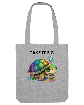 Broasca testoasa pictata in acuarela cu mesajul  Take it E.Z. Heather Grey