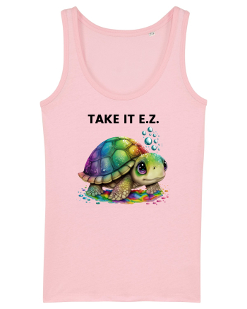 Broasca testoasa pictata in acuarela cu mesajul  Take it E.Z. Cotton Pink
