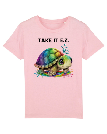 Broasca testoasa pictata in acuarela cu mesajul  Take it E.Z. Cotton Pink