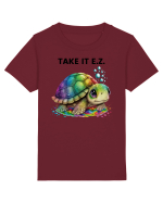 Broasca testoasa pictata in acuarela cu mesajul  Take it E.Z. Tricou mânecă scurtă  Copii Mini Creator