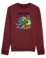 Broasca testoasa pictata in acuarela cu mesajul Live Slow Bluză mânecă lungă Unisex Rise