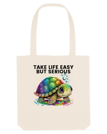 Broasca testoasa pictata in acuarela cu mesajul Take Life Easy but Serious Natural