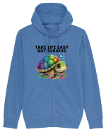Broasca testoasa pictata in acuarela cu mesajul Take Life Easy but Serious Hanorac cu fermoar Unisex Connector