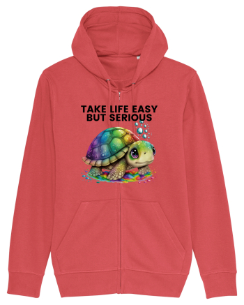 Broasca testoasa pictata in acuarela cu mesajul Take Life Easy but Serious Carmine Red