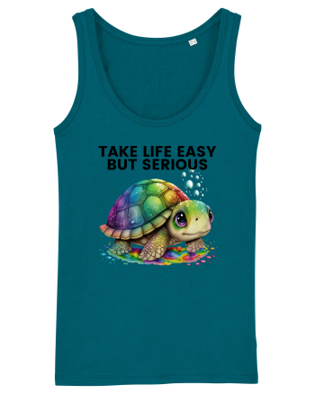 Broasca testoasa pictata in acuarela cu mesajul Take Life Easy but Serious Ocean Depth