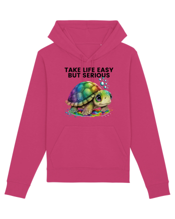 Broasca testoasa pictata in acuarela cu mesajul Take Life Easy but Serious Raspberry