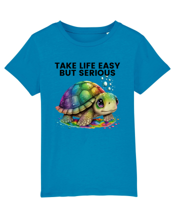 Broasca testoasa pictata in acuarela cu mesajul Take Life Easy but Serious Azur