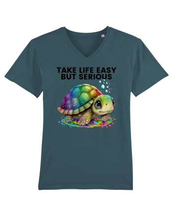 Broasca testoasa pictata in acuarela cu mesajul Take Life Easy but Serious Stargazer