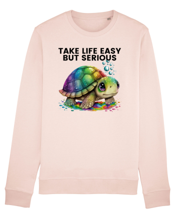 Broasca testoasa pictata in acuarela cu mesajul Take Life Easy but Serious Candy Pink
