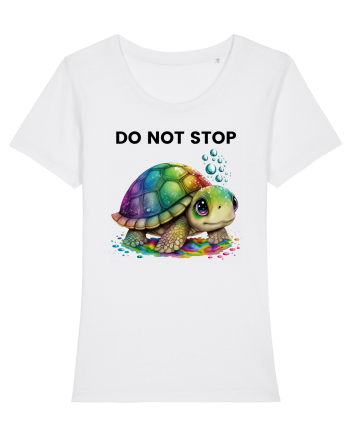 Broasca testoasa pictata in acuarela cu mesajul Do Not Stop White