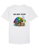 Broasca testoasa pictata in acuarela cu mesajul Do Not Stop Tricou mânecă scurtă guler larg Bărbat Skater