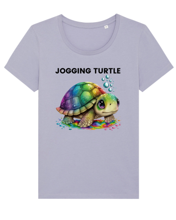 Broasca testoasa pictata in acuarela cu mesajul Jogging Turtle Lavender