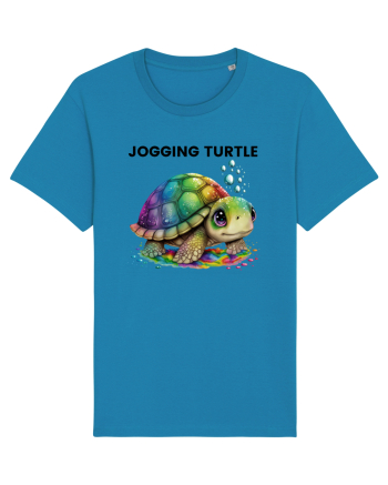 Broasca testoasa pictata in acuarela cu mesajul Jogging Turtle Azur
