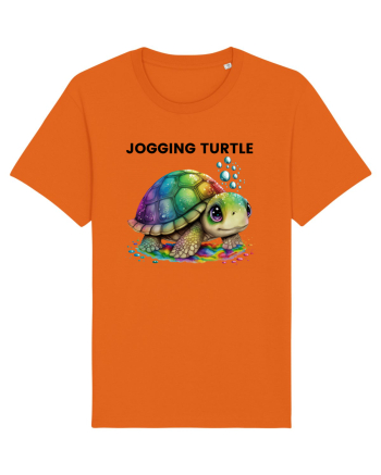 Broasca testoasa pictata in acuarela cu mesajul Jogging Turtle Bright Orange