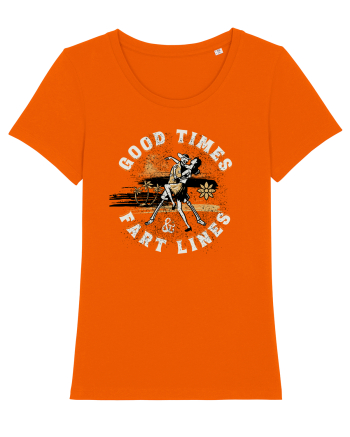 Good Times Fart Lines - Farting Couple Bright Orange