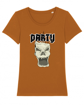 Skull head party text Roasted Orange