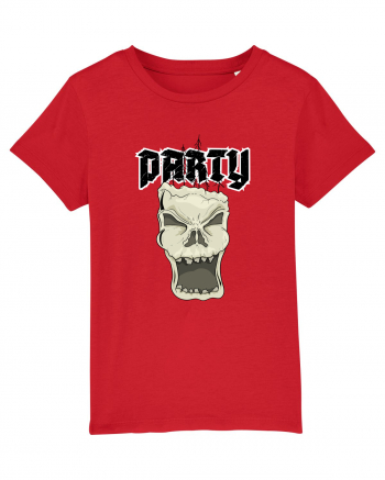 Skull head party text Red