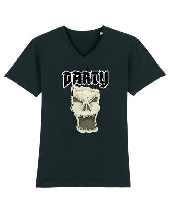 Skull head party text Black