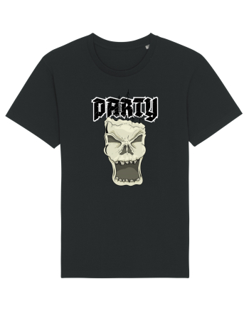 Skull head party text Black