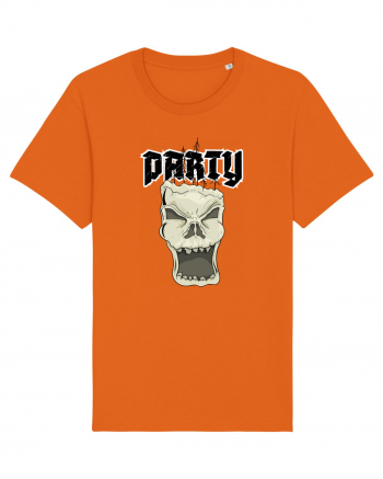 Skull head party text Bright Orange