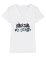 The Mountains are calling. Tricou mânecă scurtă guler V Damă Evoker