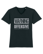 Warning Offensive Tricou mânecă scurtă guler V Bărbat Presenter