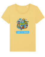 I LIKE TO TRAVEL Tricou mânecă scurtă guler larg fitted Damă Expresser