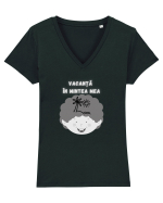 VACANȚĂ ÎN MINTEA MEA Tricou mânecă scurtă guler V Damă Evoker